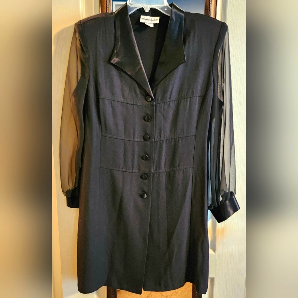 Chic Black Long Sleeve Dress with Sheer Accents